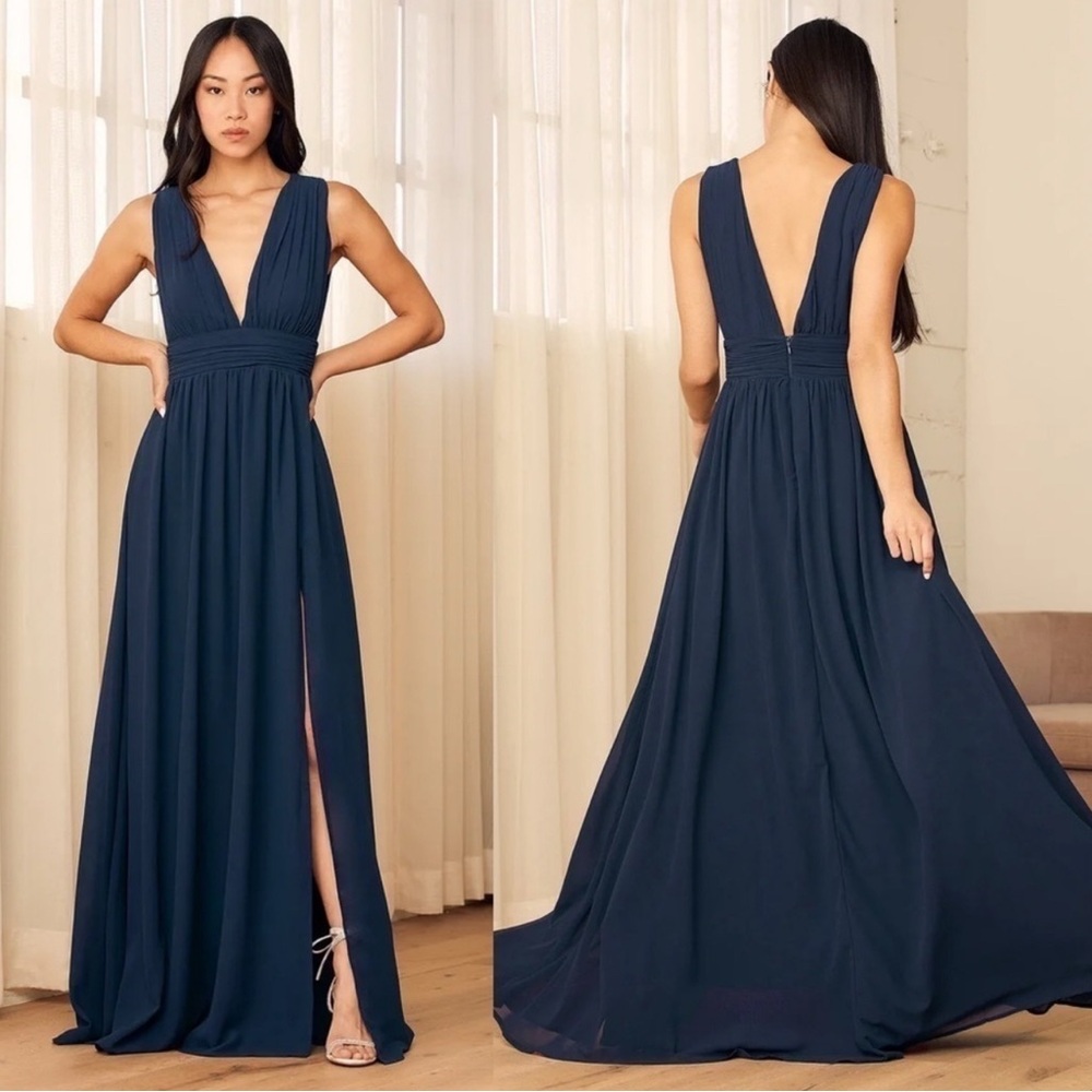Lulus Heavenly Hues Elegant Navy Blue Evening Gown
